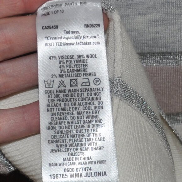 Ted Baker London Julonia Pastel & Silver Stripe Sleeveless Sweater Vest 2 - Picture 11 of 11